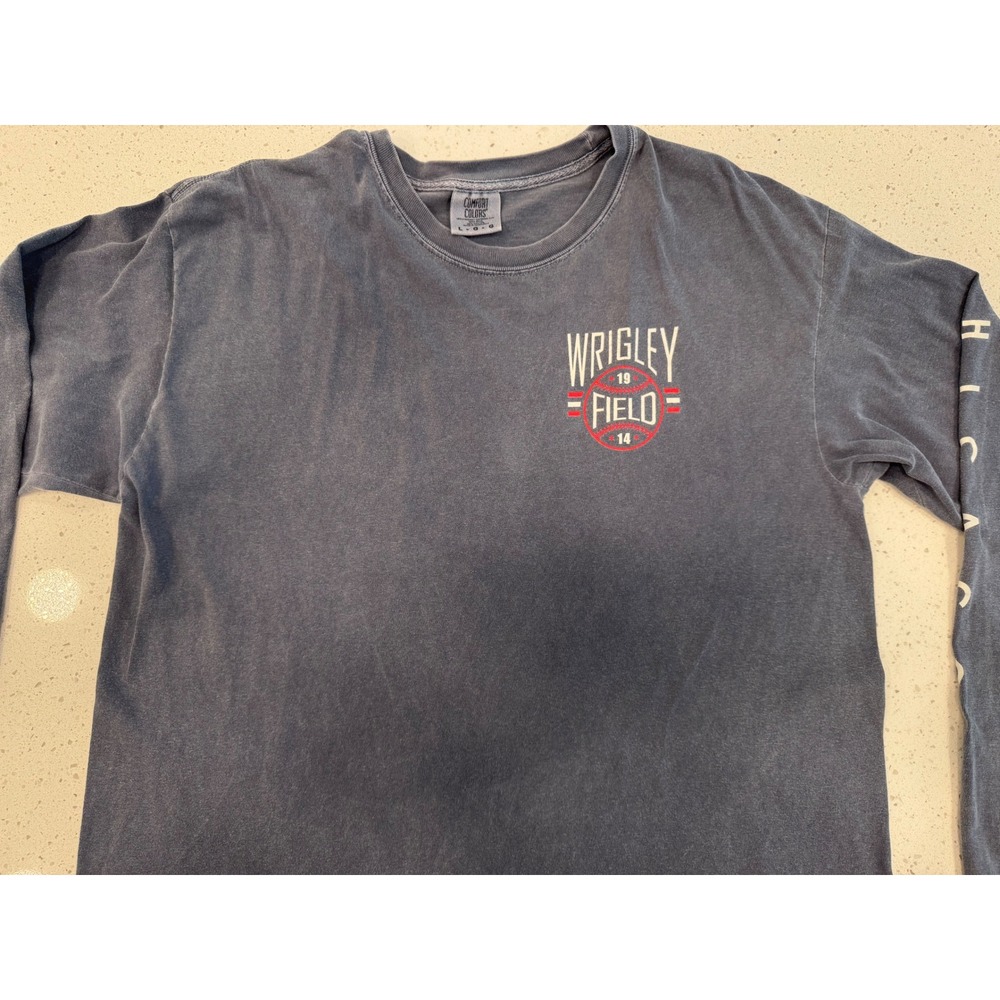 Comfort Colors Wrigley Field Shirt Mens L Blue Good Chicago Baseball Long Sleeve - Picture 2 of 9